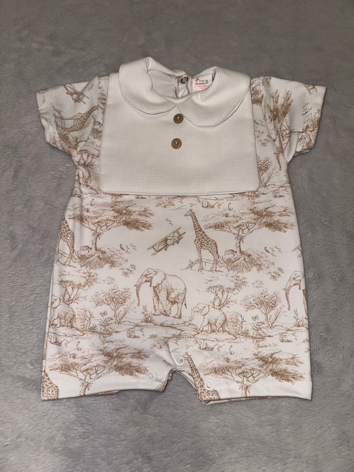 Safari Print Short Sleved romper - mixed colours