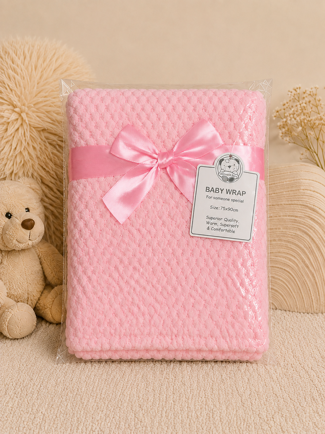 Baby Waffle Wrap Blanket - Soft Cozy 75X90cm Waffle Fabric Ideal for Wrapping and Securing Your Baby for Comfort and Warmth