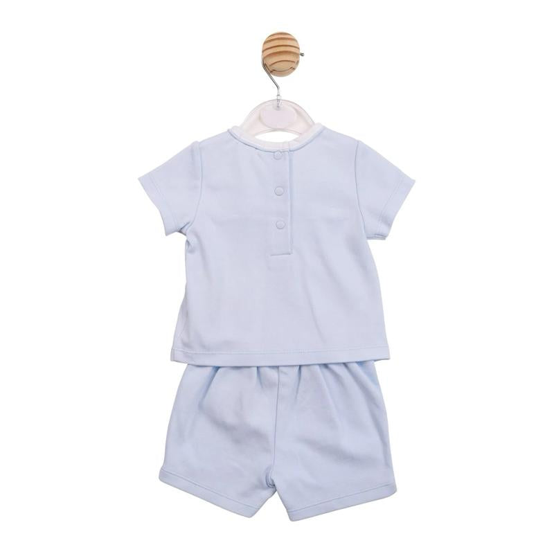Mintini Blue Short Set With White Smock Detailing