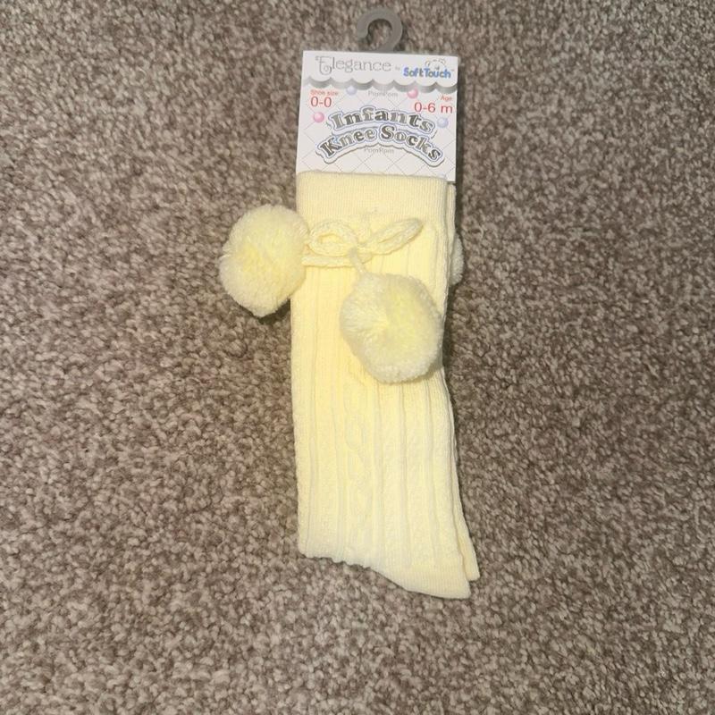 Children’s Knee High Ribbed Socks With PomPoms