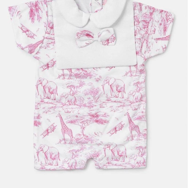 Safari Print Short Sleved romper - mixed colours