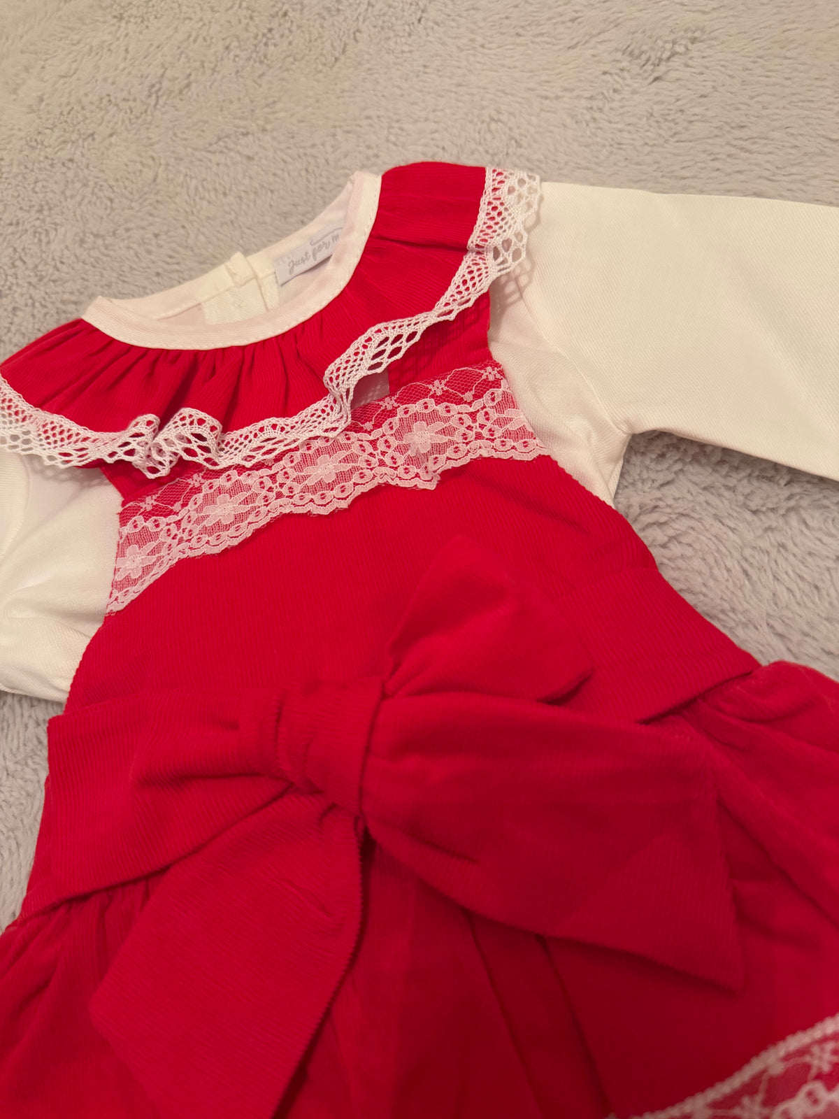 Ruby Red Lace Jampants Set With Bow