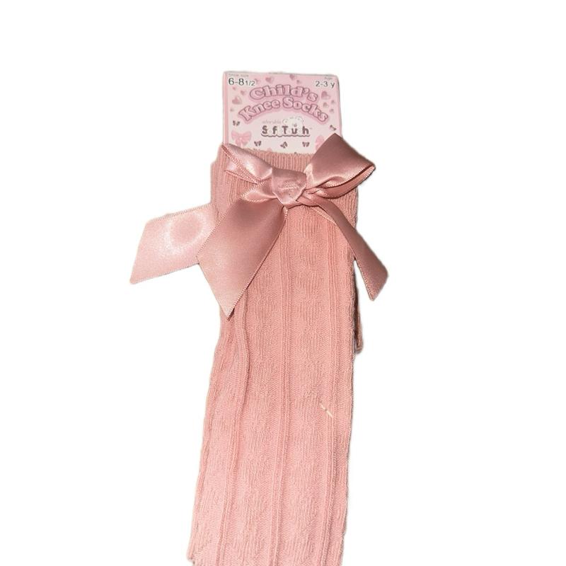 Children's Knee High Ribbed Socks with Bow - Available in Multiple Colors