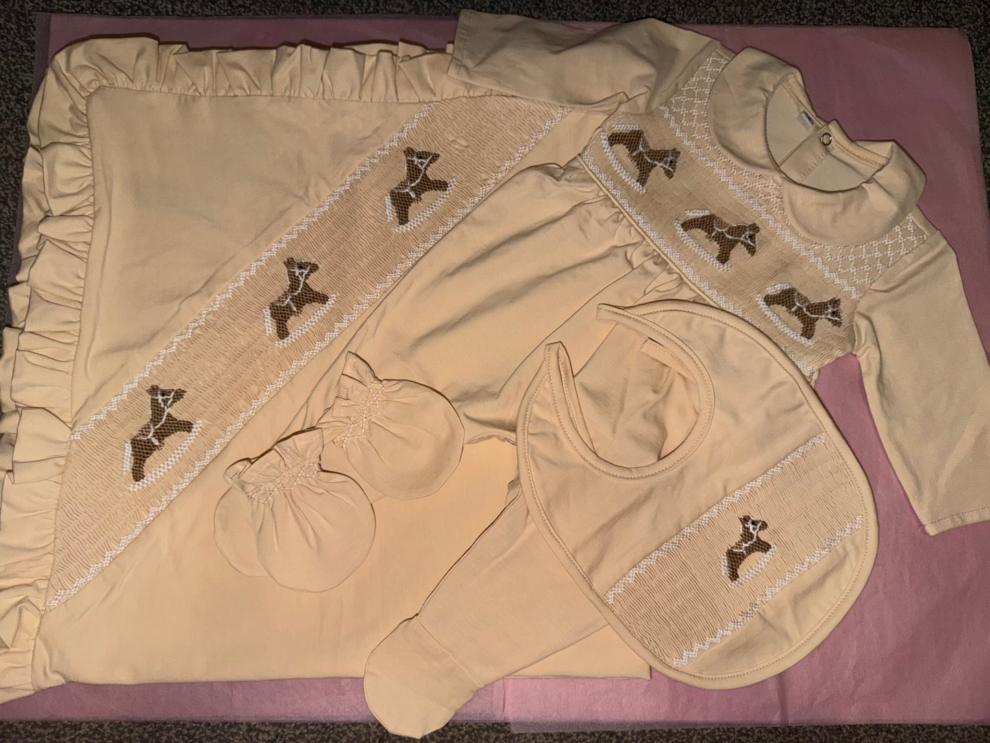 🐴 Classic Rocking Horse Smocked Newborn Set