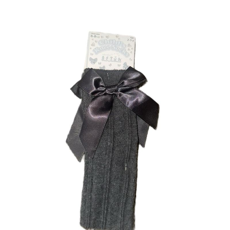 Children's Knee High Ribbed Socks with Bow - Available in Multiple Colors