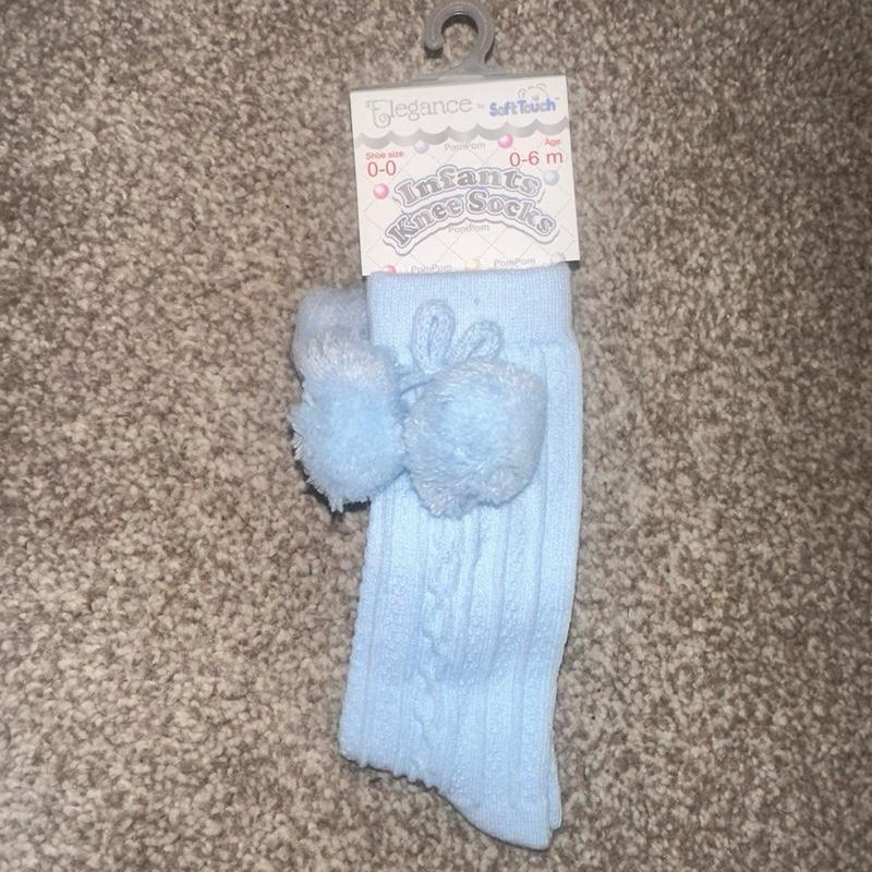 Children’s Knee High Ribbed Socks With PomPoms