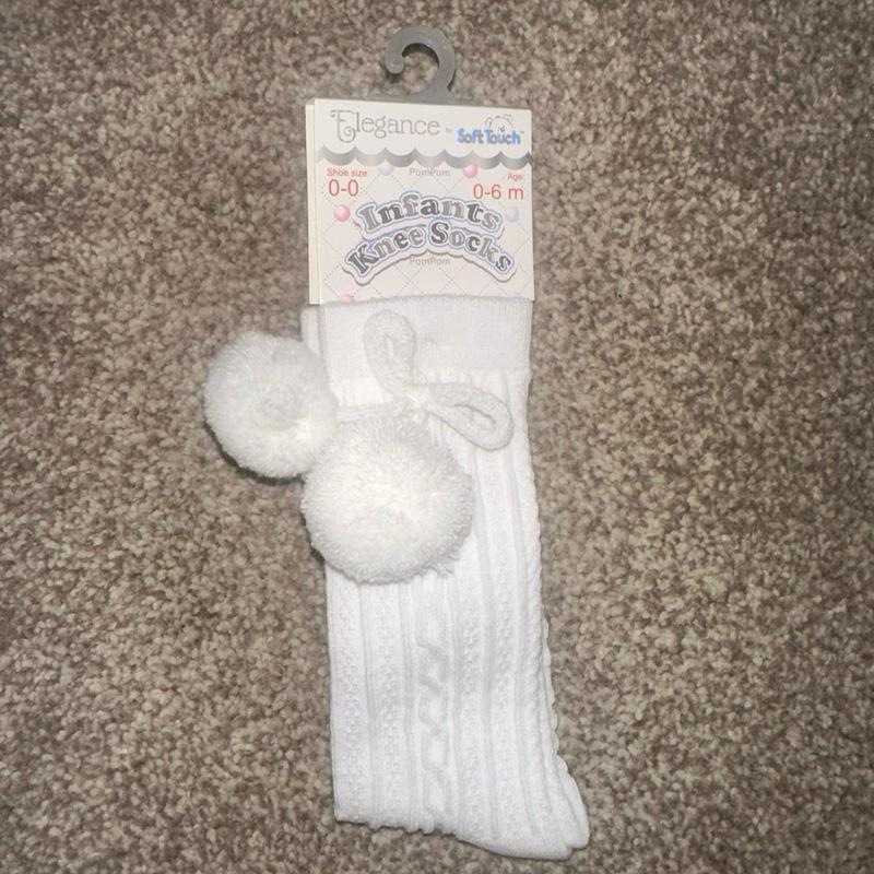 Children’s Knee High Ribbed Socks With PomPoms