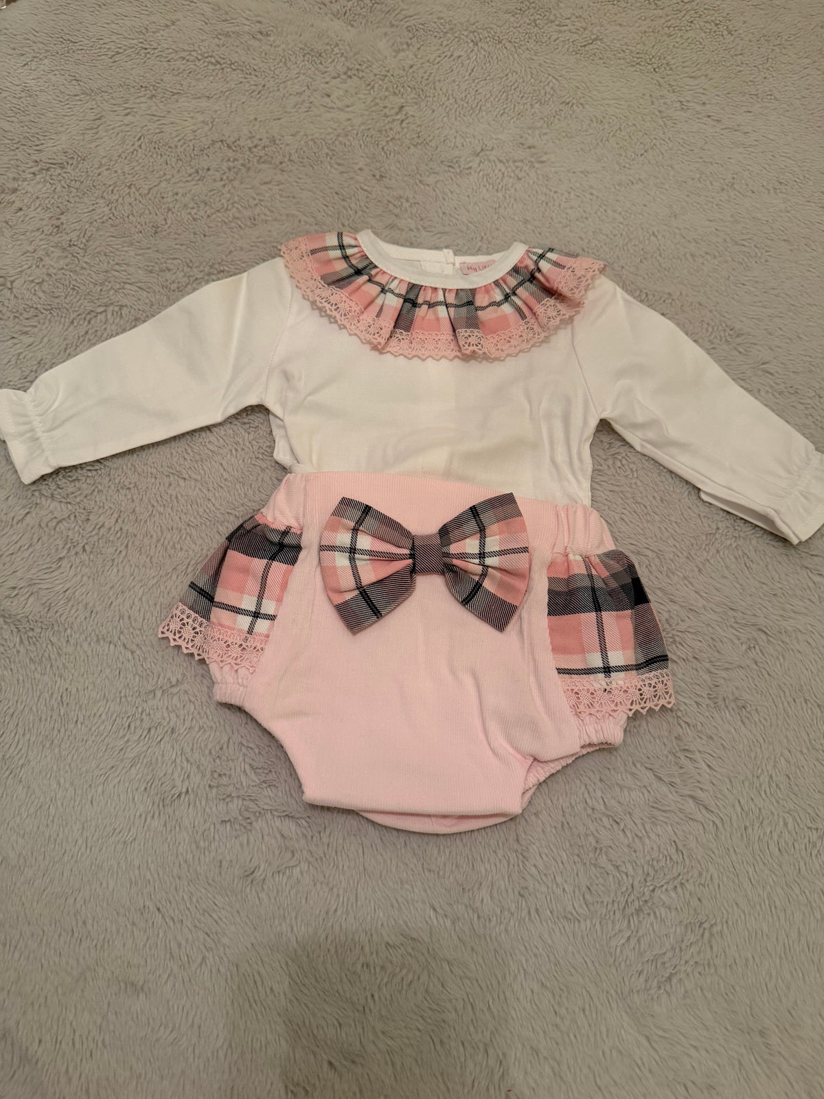 🎀 Pink Tartan Bow Jampants Set