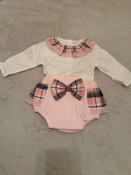 🎀 Pink Tartan Bow Jampants Set