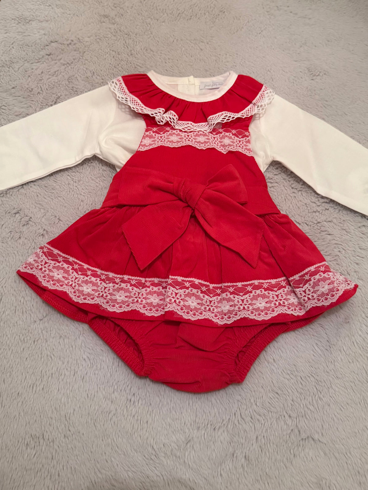 Ruby Red Lace Jampants Set With Bow