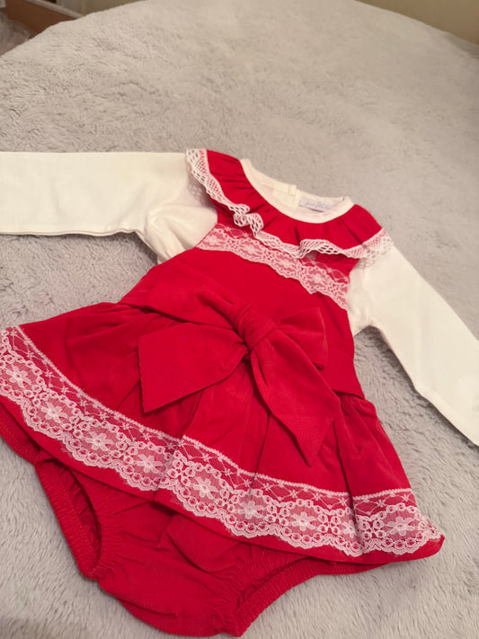 Ruby Red Lace Jampants Set With Bow