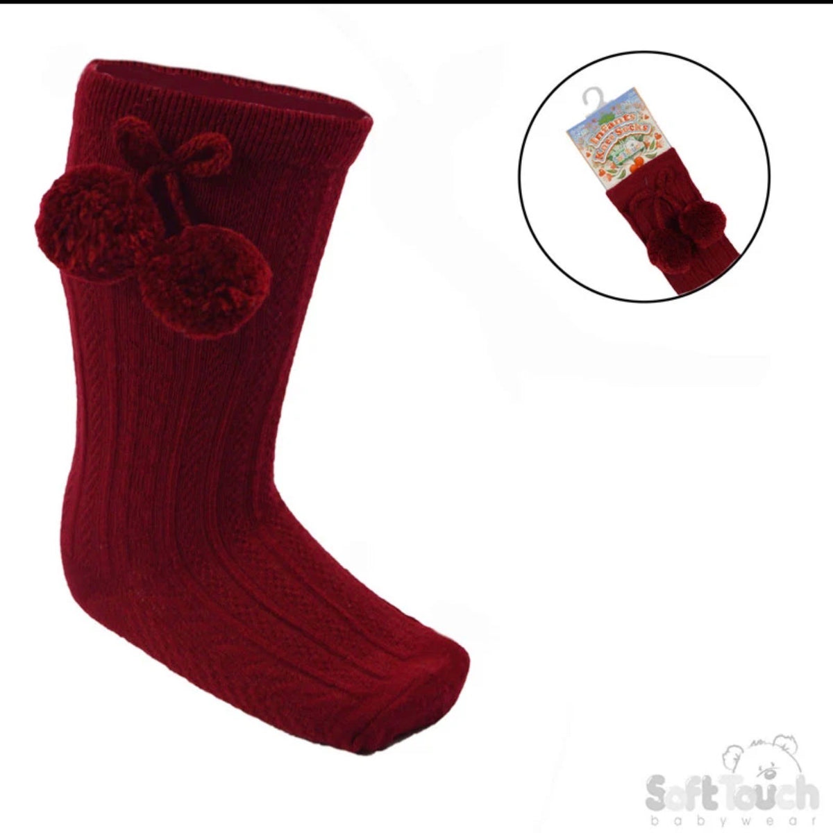 Children’s Knee High Ribbed Socks With PomPoms