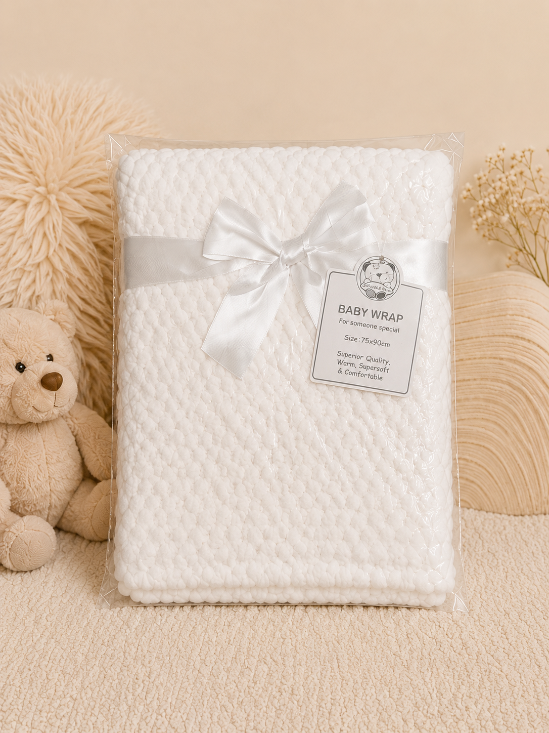 Baby Waffle Wrap Blanket - Soft Cozy 75X90cm Waffle Fabric Ideal for Wrapping and Securing Your Baby for Comfort and Warmth