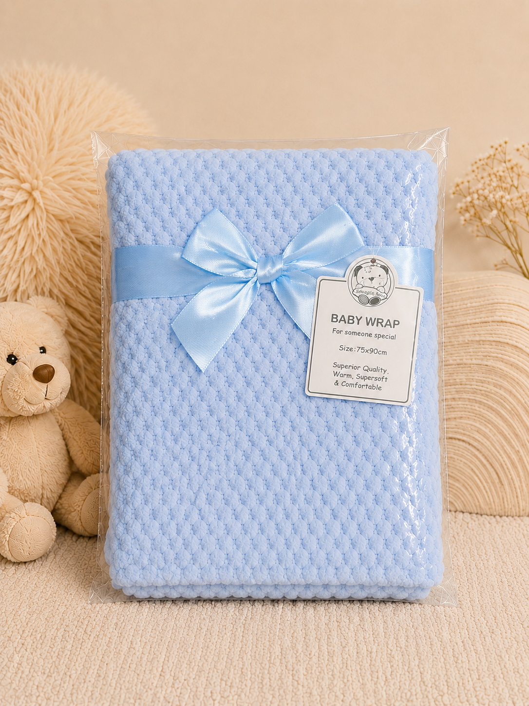 Baby Waffle Wrap Blanket - Soft Cozy 75X90cm Waffle Fabric Ideal for Wrapping and Securing Your Baby for Comfort and Warmth