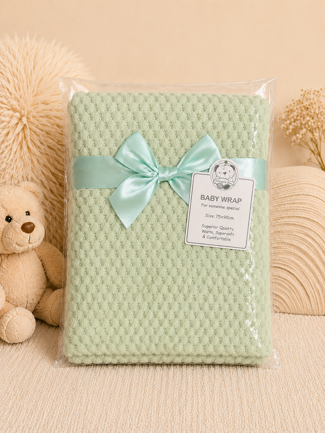 Baby Waffle Wrap Blanket - Soft Cozy 75X90cm Waffle Fabric Ideal for Wrapping and Securing Your Baby for Comfort and Warmth