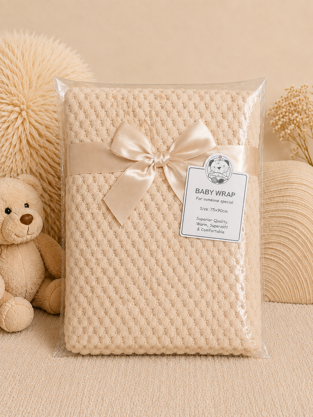 Baby Waffle Wrap Blanket - Soft Cozy 75X90cm Waffle Fabric Ideal for Wrapping and Securing Your Baby for Comfort and Warmth
