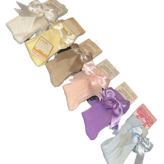 Children’s Knee High Ribbed Socks With Bows