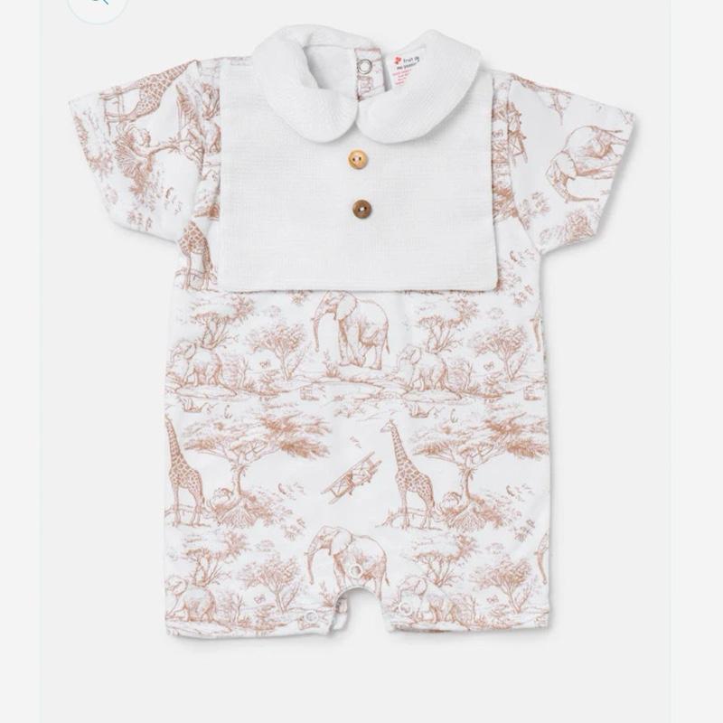 Safari Print Short Sleved romper - mixed colours