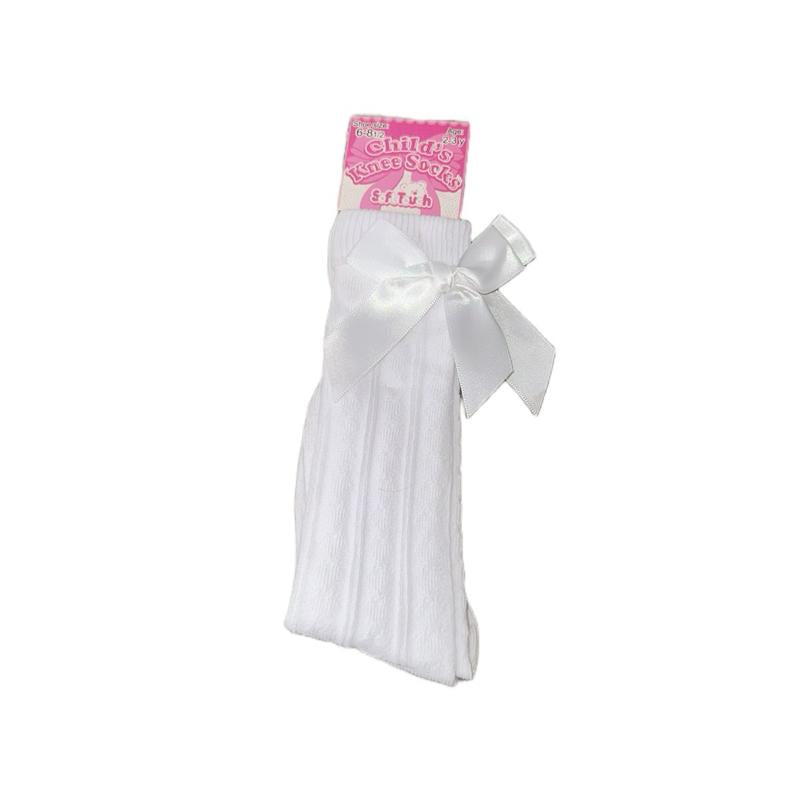 Children's Knee High Ribbed Socks with Bow - Available in Multiple Colors
