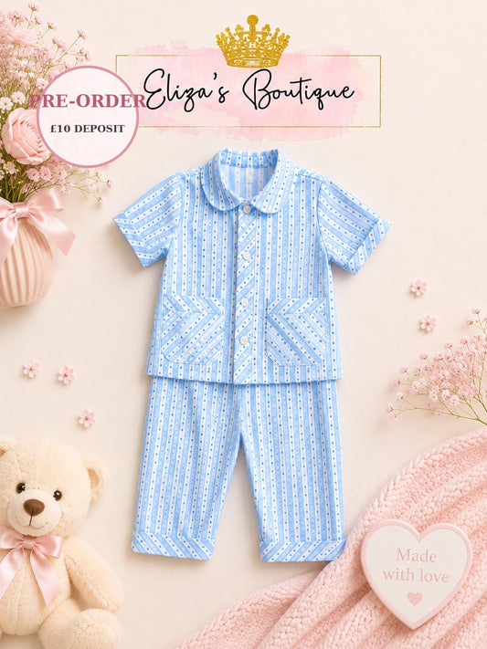 Charles Blue Swiss Dot Pyjamas — PRE-ORDER