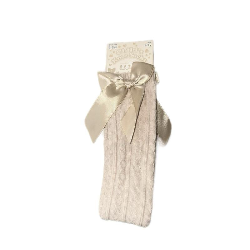 Children's Knee High Ribbed Socks with Bow - Available in Multiple Colors