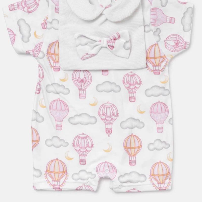 Hot Air Balloon Short Sleeved Romper for Babies - Mixed Colours, Soft and Comfortable Design